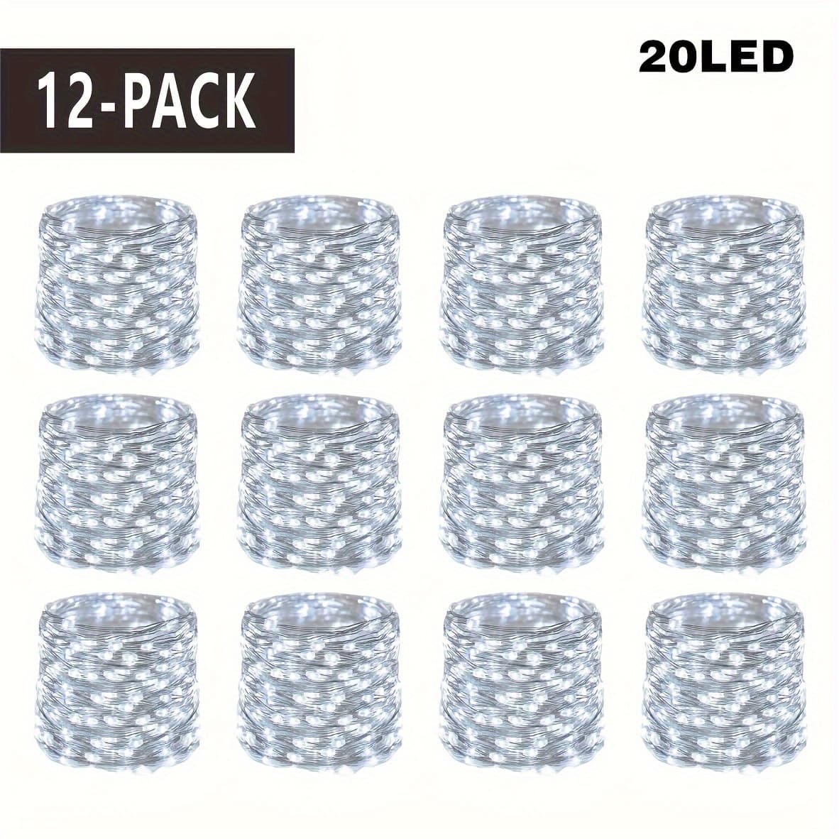 TEMU 12pcs Warm White Led Fairy Lights - 20 Leds, Battery-operated String Lights For Diy Weddings, Parties, Bedrooms & Holiday Decorations