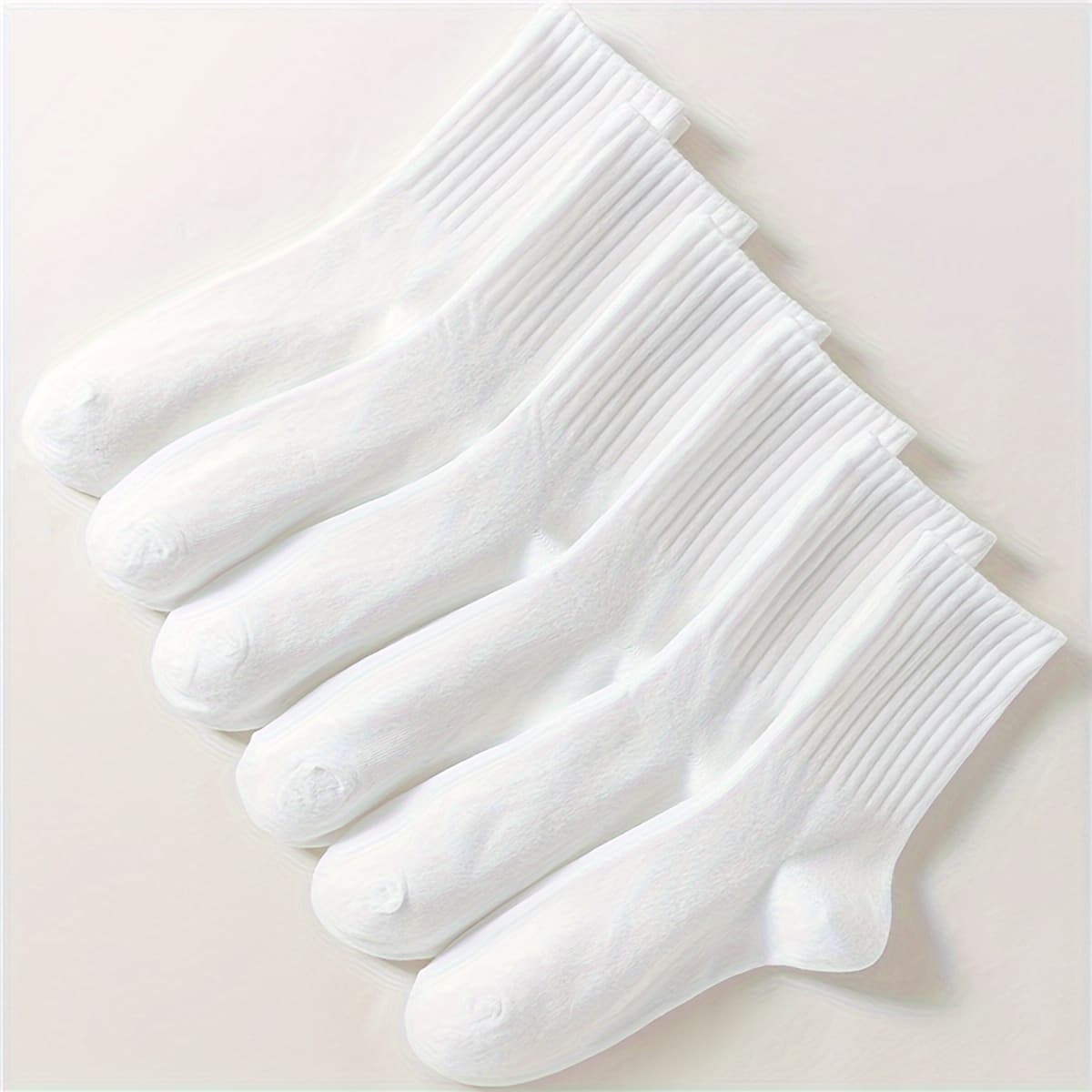TEMU 6 Pairs Women's Thick Solid Casual Versatile Socks Long Socks Mid-calf Socks Suitable For Daily Use
