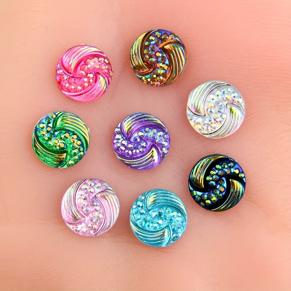 TEMU 2d Flat, 30pcs 1.2*1.2cm Ab Colors Natural Ore Style Flat Back Resin Cabochons For Bracelet Earrings Accessories Jewelry Making Setting Bezel Tray Pendant Charms Random Colors