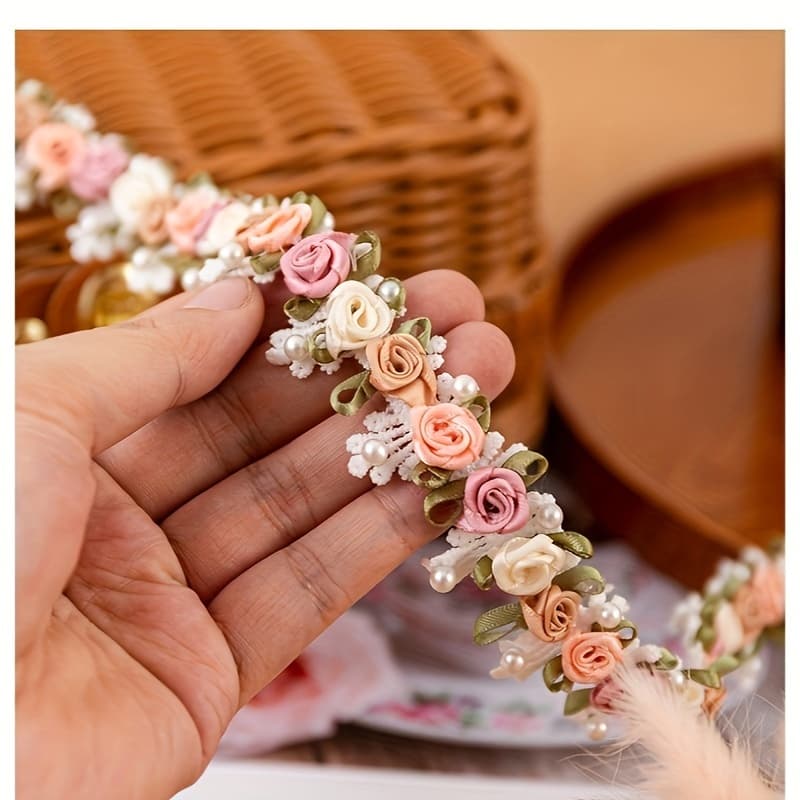 TEMU Colorful 3d Floral Lace Trim, Embroidered Lace Ribbon, Handmade Decorative Material, Length: 1 Yard, Width: 2.5cm