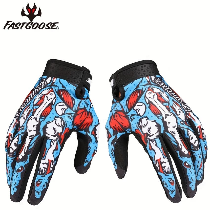 TEMU Fastgoose Touchscreen Cycling Gloves - Breathable, Sweat Absorbent Full Finger For Biking & Motorcycling, Durable Nylon Fabric, Perfect For Outdoor Sports