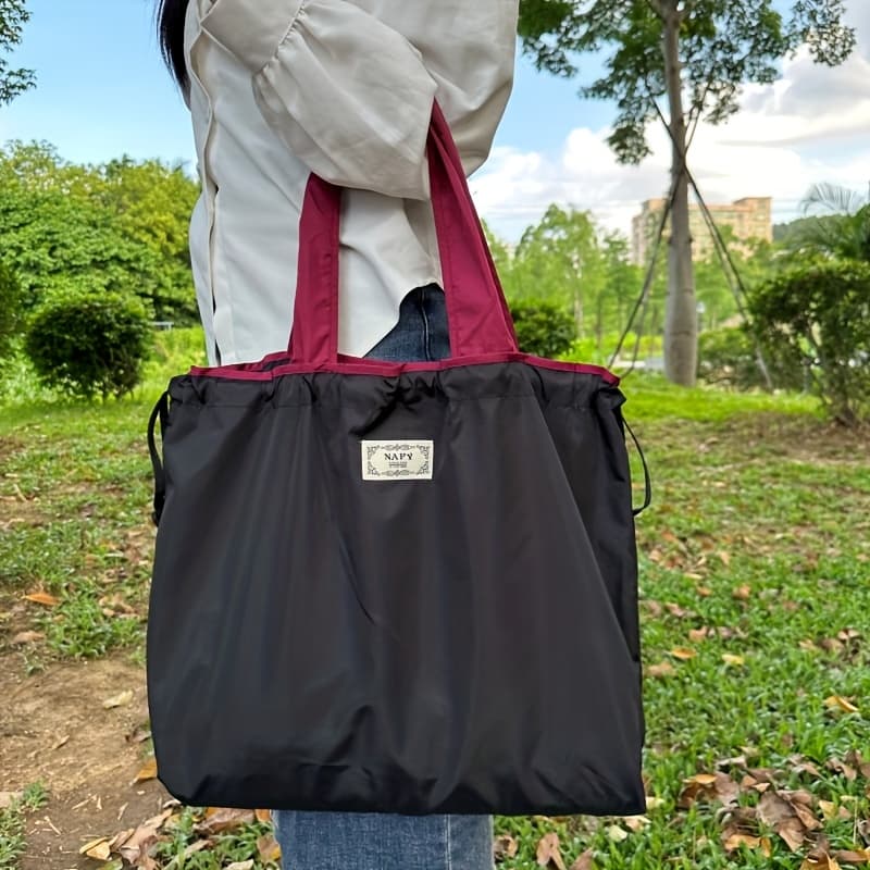 TEMU Large Capacity Drawstring Pocket: High Quality Folding Travel Bag For Supermarket Shopping, Fitness & Sports