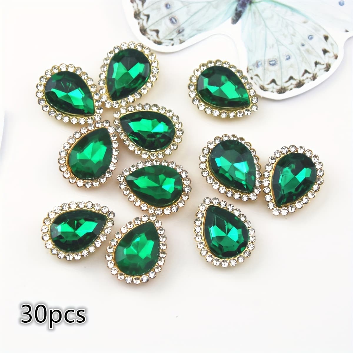 TEMU 30pcs Water Drop Ring Drill Decorative Hand Sewing Drill Clothing Jewelry Hair Accessories