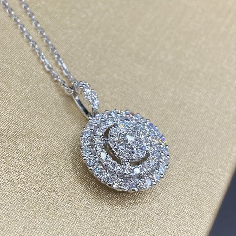 TEMU Fashion Exquisite Micro-pave Cubic Zirconia Pendant Necklace Women's Engagement Party Jewelry Daily Casual Accessory