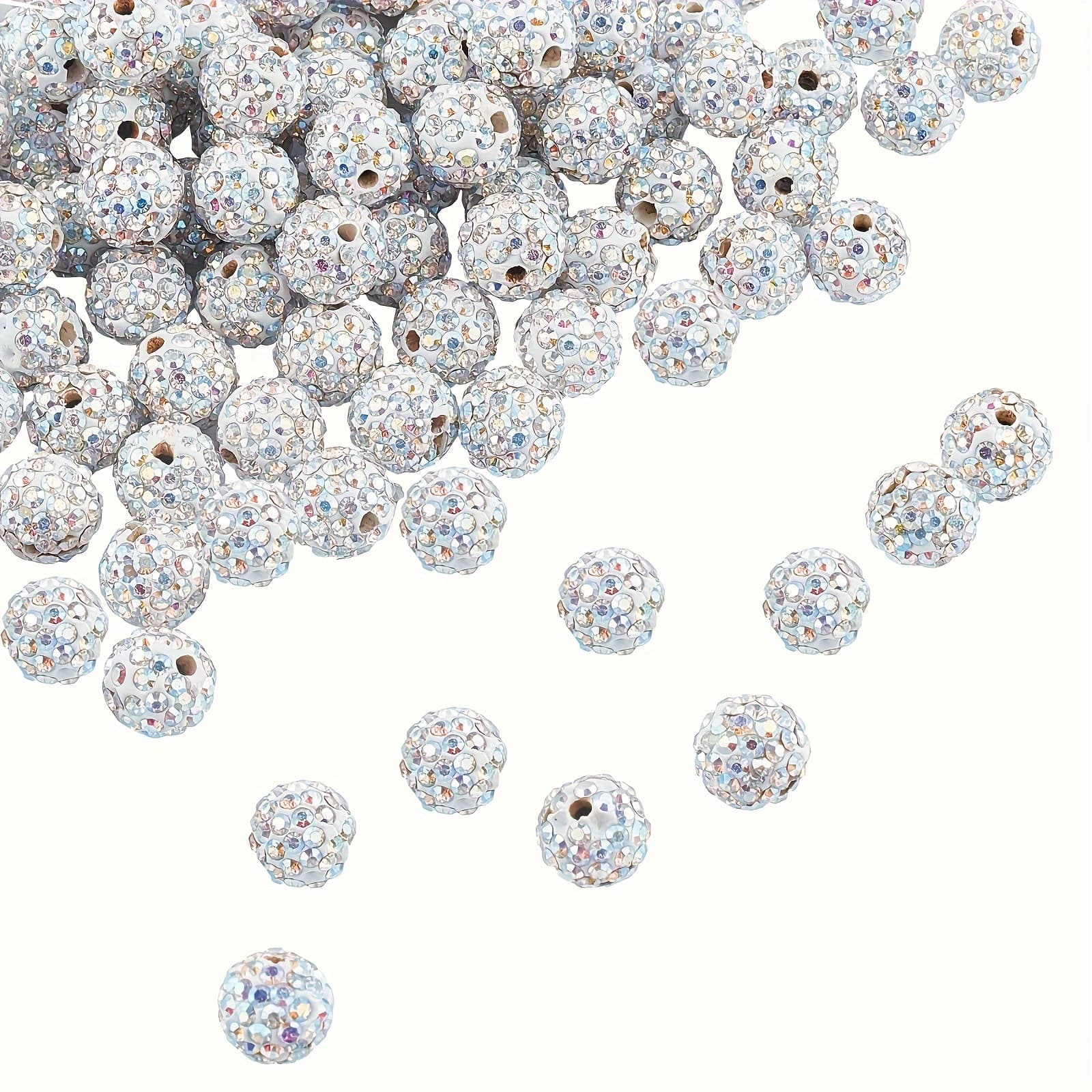 TEMU 100pcs 10mm Clay Beads Ab Crystal Paving Polymer Clay Beads Round Beads Crystal Beads Suitable For Bracelets Necklaces Earrings Jewelry Making Christmas