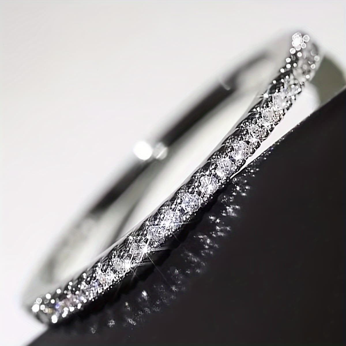 TEMU 1.5 Gram Fashion S925 Sterling Silver Single Row Ring Half Circle Round Geometric Jewelry Ring Women