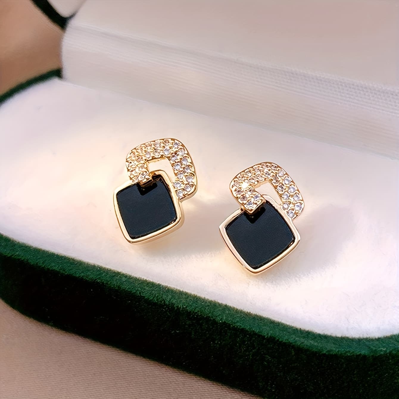 TEMU Compact Design Stud Earrings S925 Sterling Silver Jewelry With Rhinestones, Elegant And , Suitable For Women' Wear