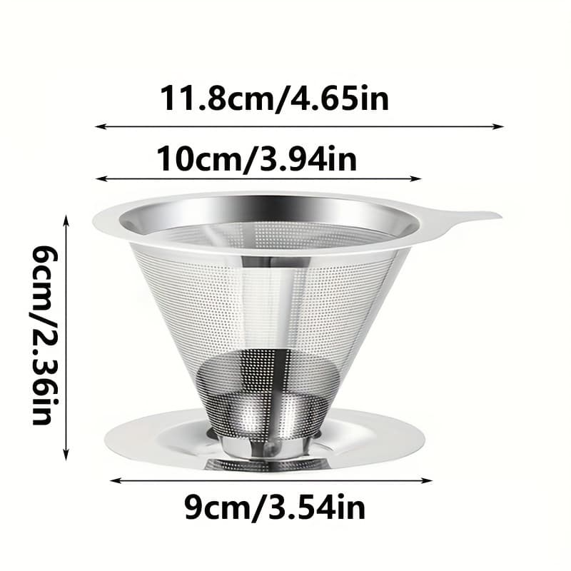 TEMU 1pc Stainless Steel Dripper, Pour-over Coffee Filter,