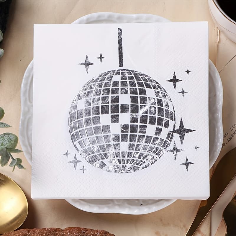 TEMU 25 X 25cm Double-layer Disco Party Napkins, Hotel Party Birthday Party Ordinary Party Decoration Napkins