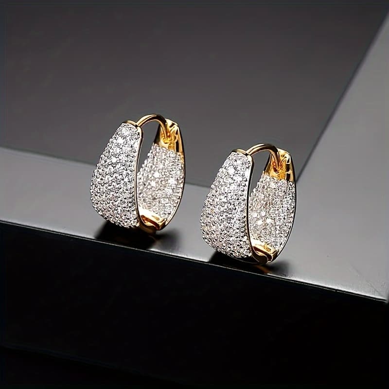 TEMU 2 Ladies' Fashionable Versatile Zirconia Earrings, Holiday Gift For Bestie, Gift For Wife