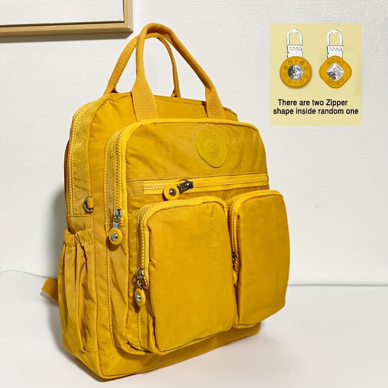 TEMU Fashion Women's Backpack | Nylon Soft Handle Solid Multi-pocket Travel Zipper Feminina School Bags Laptop Backpack | In Colors, Adjustable Strap