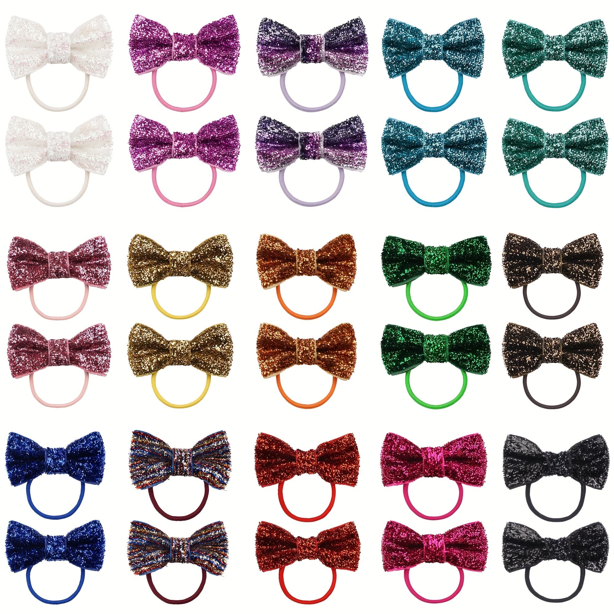 TEMU 15pcs 30pcs Onion Belt 2 Inch Sequin Bow Elastic Hair Tie 30pcs Elastic Hair Tie