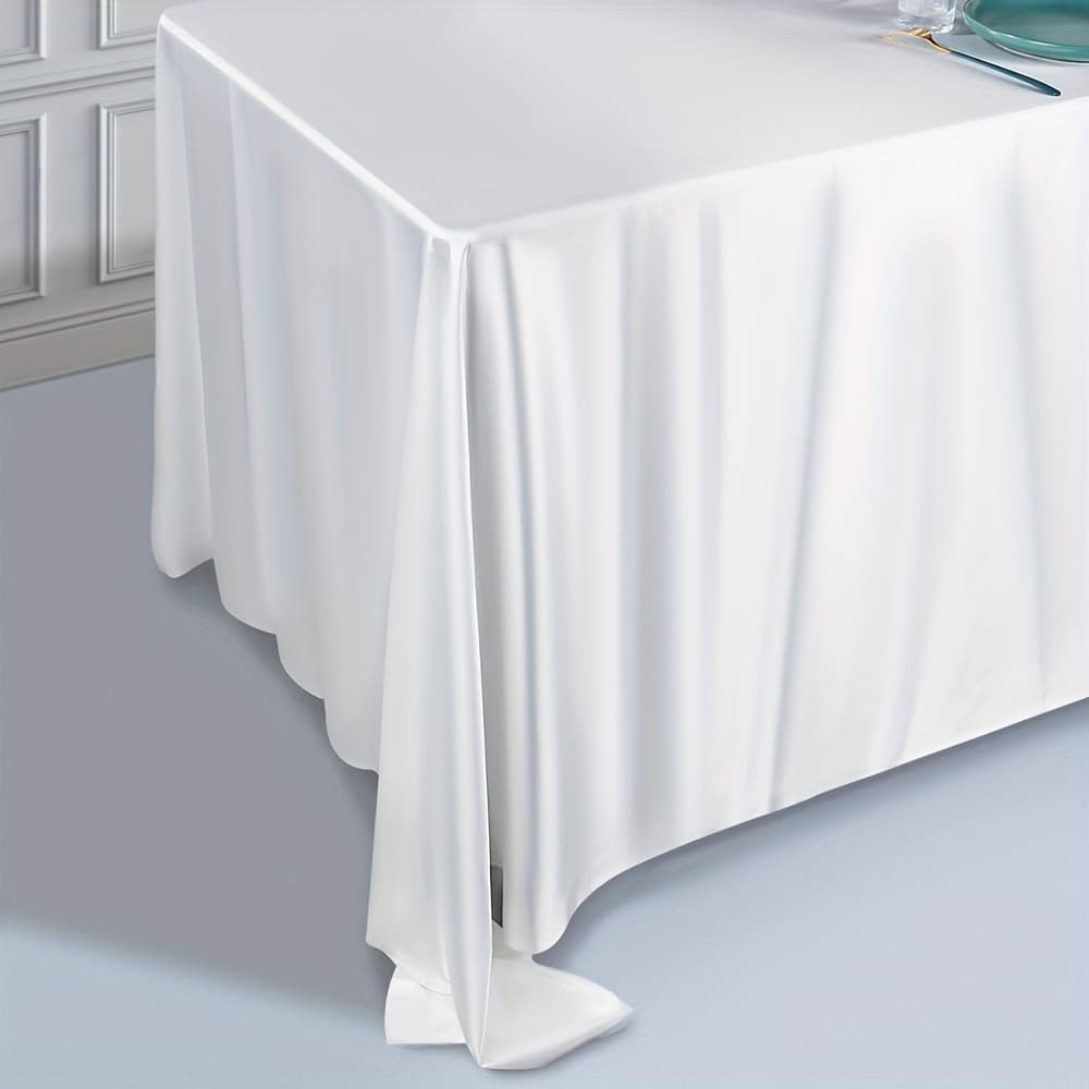 TEMU 1pc,rectangle Tablecloth,white Satin Tablecloth Rectangle Table Cover For Buffet Table,parties Holiday Dinner, Wedding & More