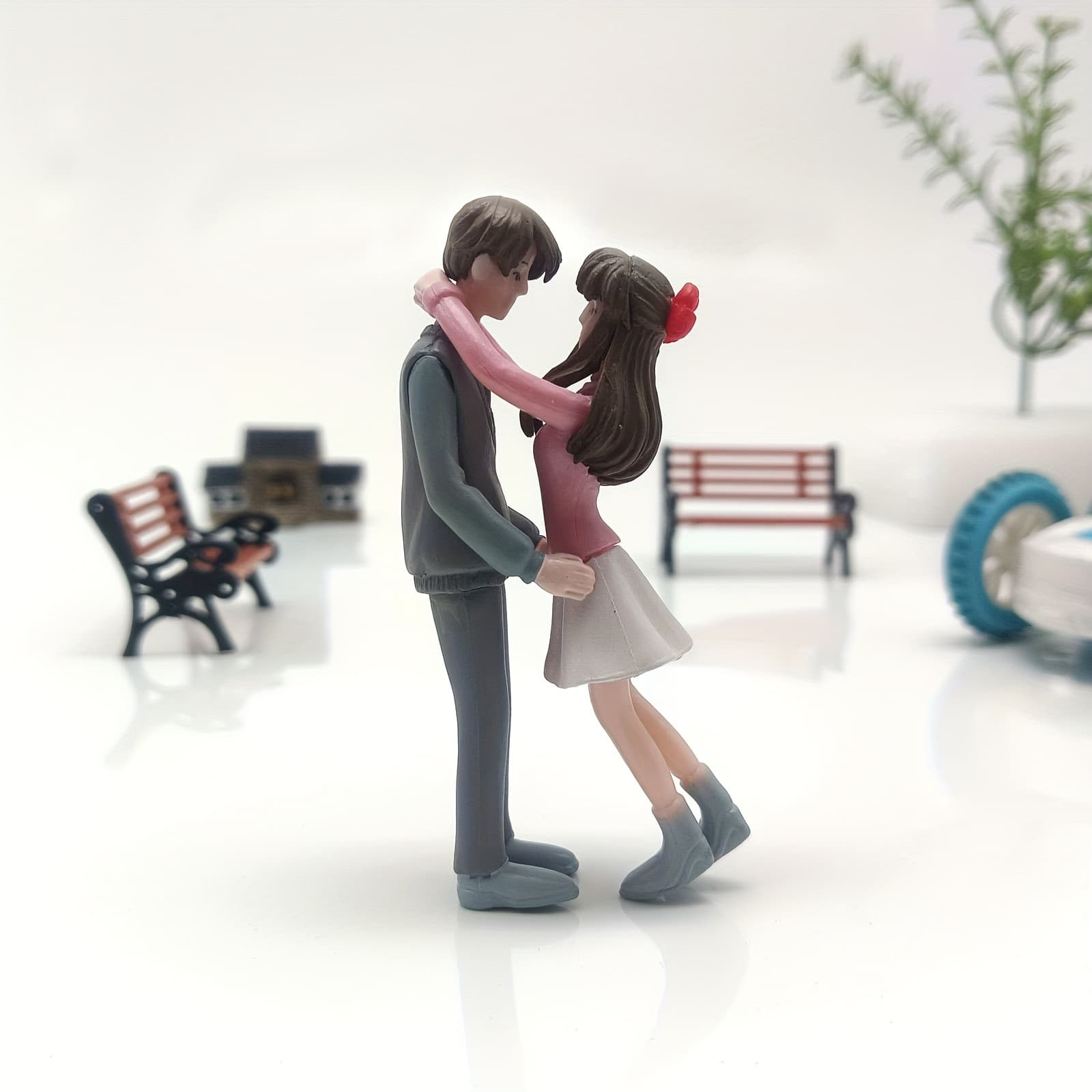 TEMU 2pcs/set Cute Couple Car Decoration Desktop Decoration Suitable For Gift Wedding Car Decoration Send Nano Glue Double-sided Tape
