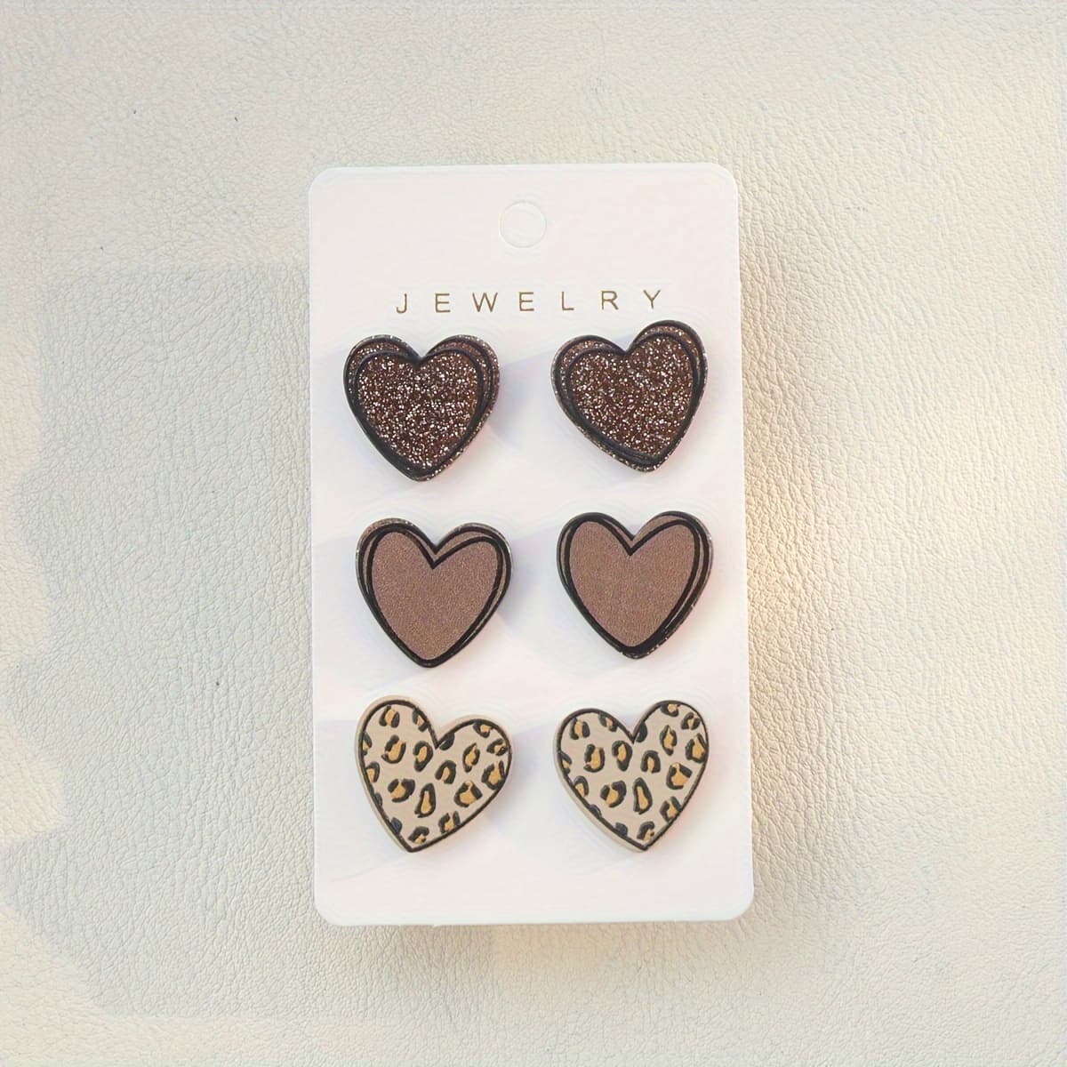 TEMU 3 Pairs Set Of Delicate Heart Shaped Stud Earrings Acrylic Lightweight Female Ear Ornaments For Women Valentine's Day Gift