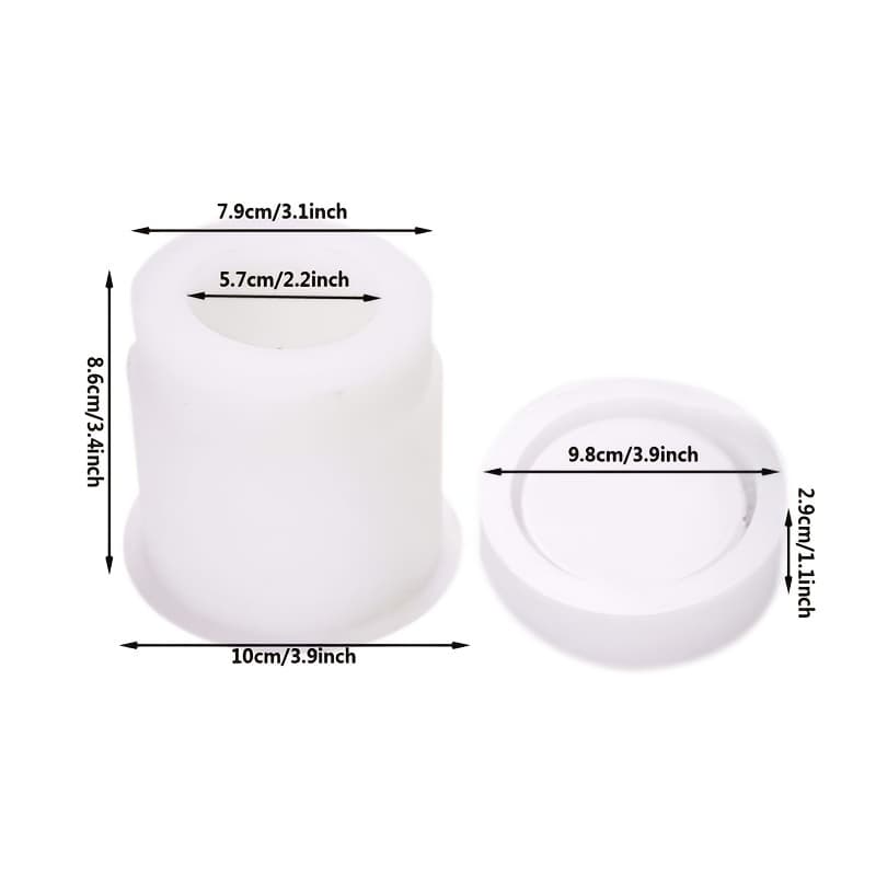 TEMU Crystal Epoxy Mold For Round Storage Box With Lid, Silicone Mold