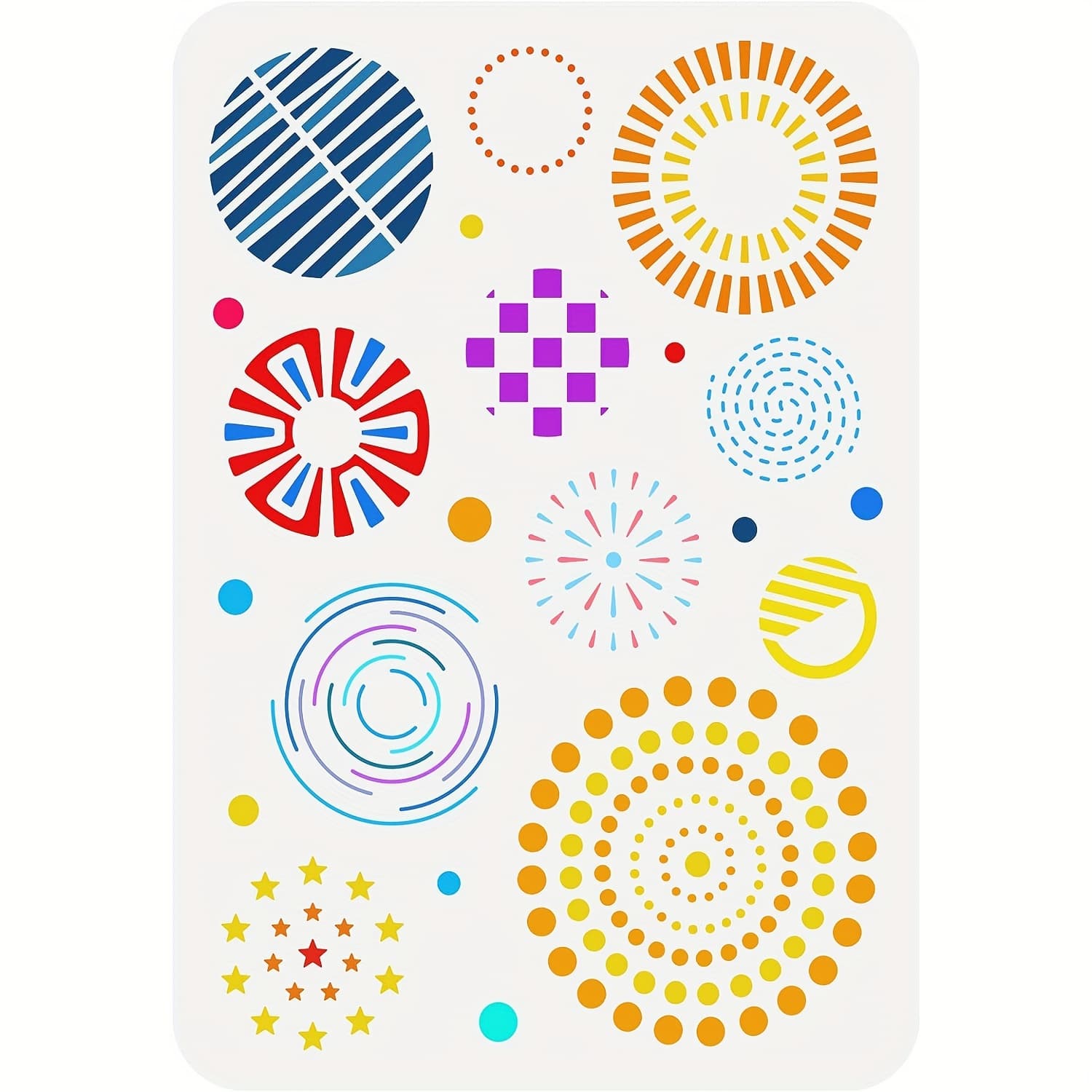 TEMU 1pc Dot Circular Stencil 11.7x8.3 Inch Mandala Dot Painting Stencil, Plastic Flowers & Circle & Stars Patterns Template, Reusable Create Diy Craft Stencil For Painting On Wood Paper Floor Wall