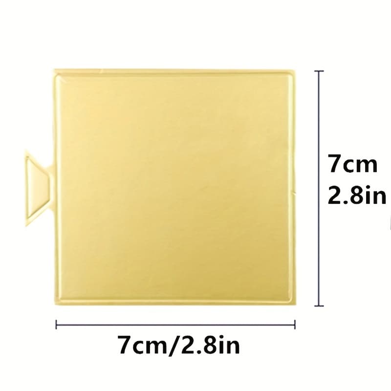 TEMU 100pcs Square Golden Cardboard Mini Cake Base, Mousse Dessert Board Base, Disposable Cupcake Boards, For Wedding Birthday Party Displays Tray