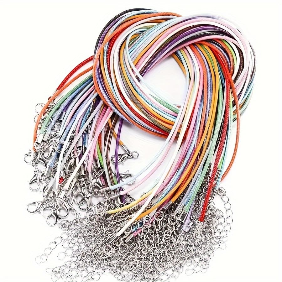 TEMU 50pcs 45cm Diy Lobster Wax Thread Pendant Necklace Jewelry Wax Thread Pu Leather Rope Chain Jewelry Necklace Men And Women Necklace Matching Necklace Jewelry Making Chain