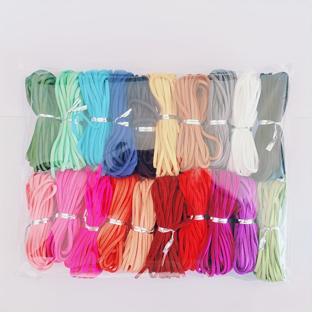 TEMU 100 Yards 20 Bundles Of 2.6mm Faux Suede Material - Artificial Leather Cord For Crafts, Velvet Faux Rope For Handmade Projects, Synthetic Faux Leather