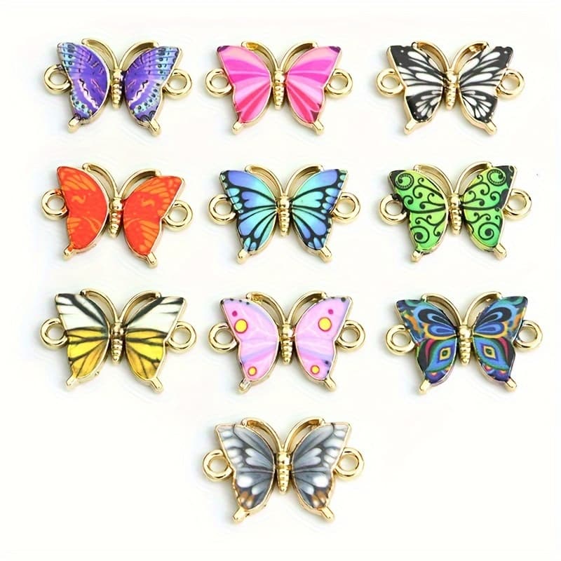 TEMU 10pcs Of Creative Colorful Connectors For Ethnic Style Additions, Suitable For Women's Necklaces, Bracelets, Earrings, And Hair Ornaments With Enamel Color Double Pendants
