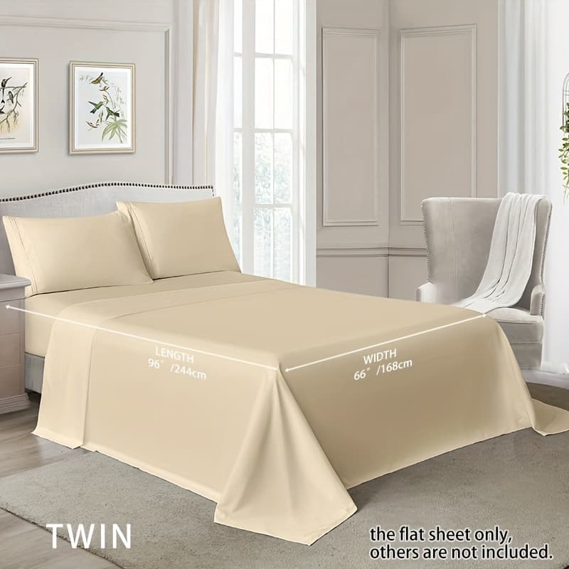 TEMU Flat Sheet, Wrinkle Free Top Sheet, Breathable Bedding, (single Piece)