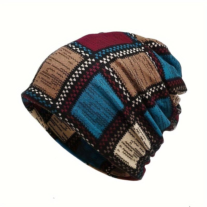 TEMU Vintage Ethnic Print Beanie Warm Outdoor Sports Cycling Knitted Pullover For Men And Women