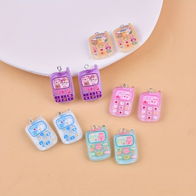 TEMU 10pcs Transparent Mobile Game Machine Resin Jewelry Pendant Earring Necklace Additions