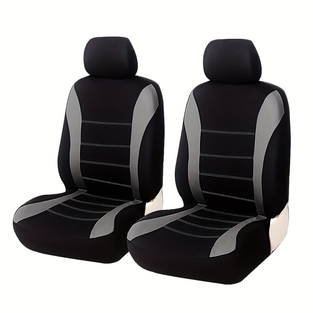 TEMU Car Seat Covers, Polyester Front Pairs Gray Black Tan Blue Red Car Seat Cushion Universal Car Seat Protector Auto Additions Fashion Decoration