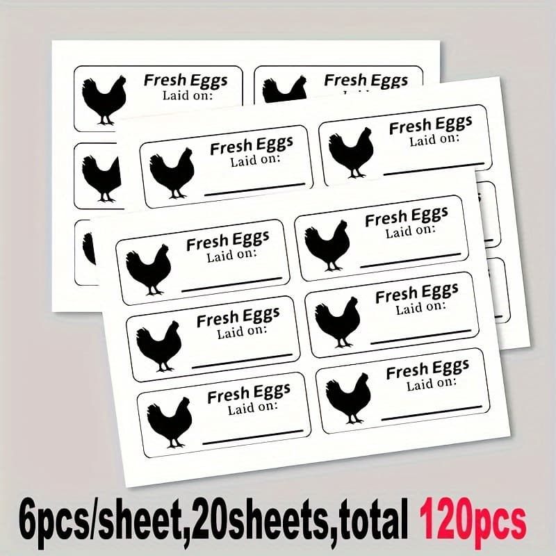 TEMU 120pcs Self-adhesive Egg Carton Labels - "fresh " Date & Contents Stickers, Style, Paper Material, Ideal For Farm Storage