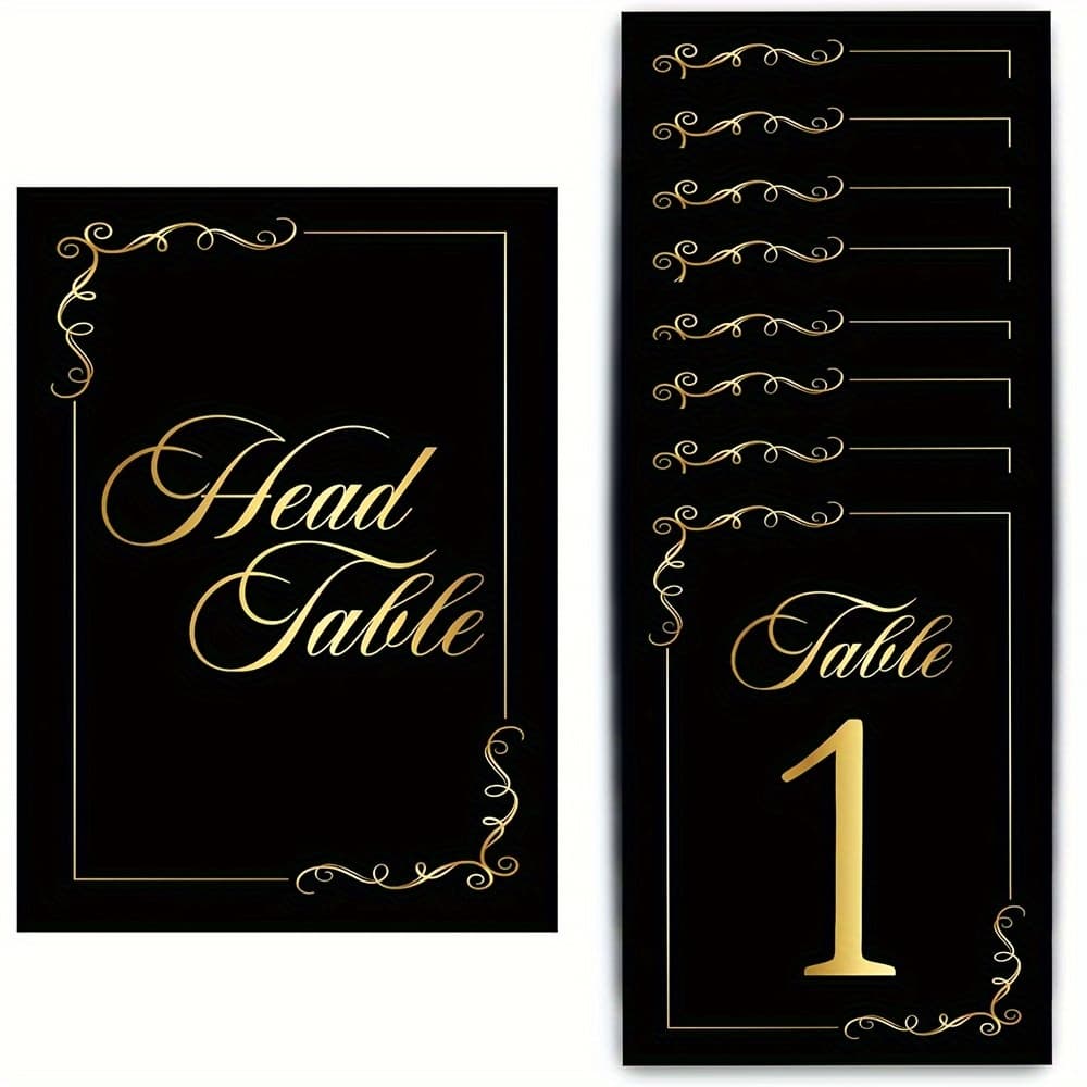 TEMU 31pcs Black Table Number Cards With Gold Foil Table Number, 1-30 Table Numbers Cards Card Wedding Anniversary Birthday Restaurants Party