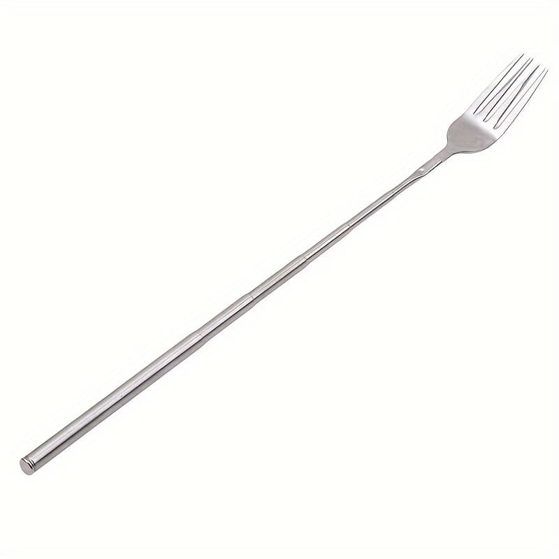 TEMU Stainless Steel Telescopic Fork With An Extendable Long Handle For Barbecuing, Dining, And Serving Desserts, Ranging From 8.7 To Inches