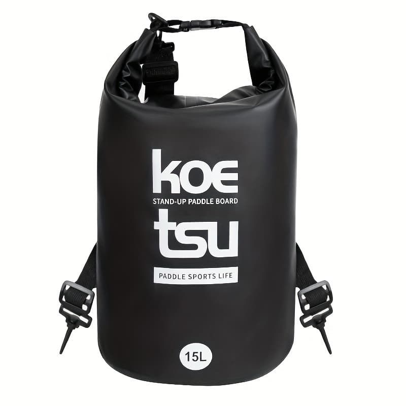 TEMU Koetsu Black Pvc Material 15l Travel Backpack, Large Capacity Paddle Board Bag, Safe Storage, Portable Design, Upright Structure, With Handle, Suitable For Surfboards