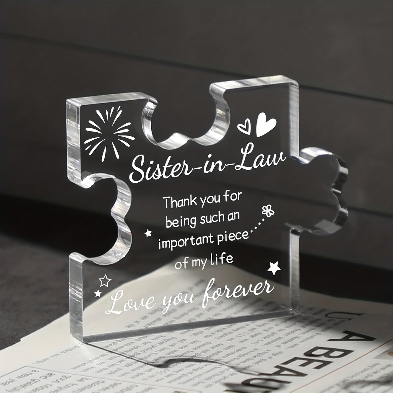 TEMU 2d Flat, Gifts For Sister In Law Acrylic Plaque - Sister In Law Birthday Gifts 3.35 X 2.76 Inch Desk Decorations - Birthday Christmas Mothers Day Card Gifts For Sister In Law
