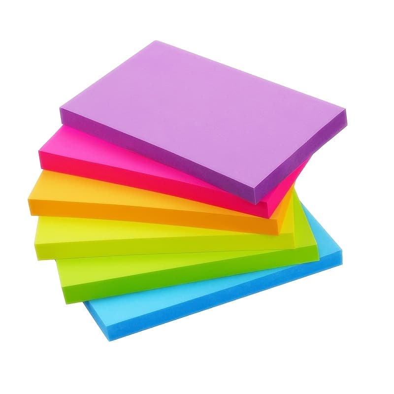 TEMU Super Sticky Notes 3x5in,6 Pads, Bright Colors Strong Adhesive Post, Suitable For School, Home, Office, Clean Removal,74 Sheets/pad