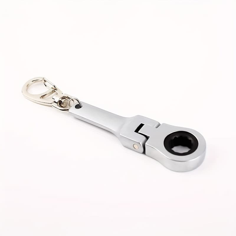 TEMU 10mm Ratchet Wrench Keychain, Round Head Mechanical Hand Tool, Durable Metal Car Repair Keyring Accessory