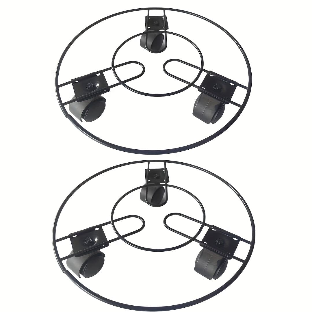 TEMU 1 Set Of Flower Pot Bases With Pulleys, 1 Set Of 2 22cm Bases, Balcony Small Flower Pot Base With Pulley, Garden Flower Plate Rack, Iron Wire Rack, Pot Rack