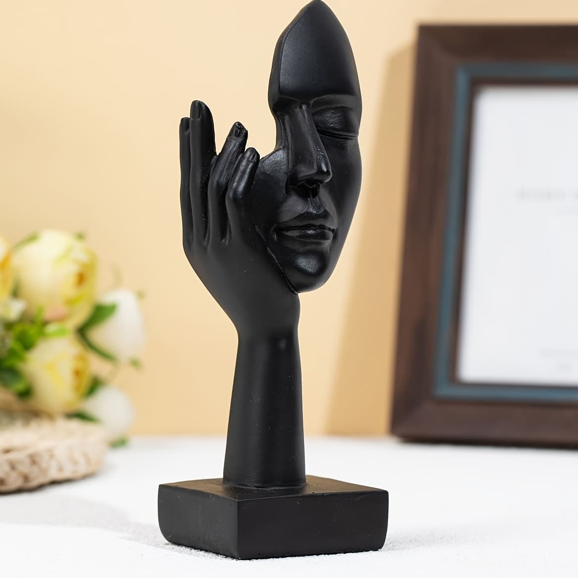 TEMU Abstract Face Decorative Sculpture, Resin, Fantasy Theme, Suitable For Indoor And Outdoor Use, Statues For Home Decor