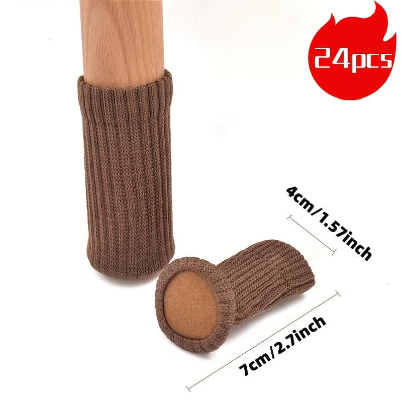 TEMU 24pcs Cloth Table And Chair Leg Socks High Elastic Floor Protectors Non Slip Chair Leg Feet Socks Covers Furniture Caps Set, Fit Diameter From, Knitted Furniture Pads