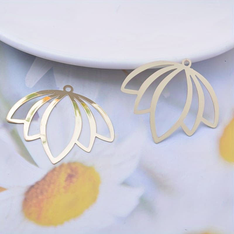 TEMU Earrings Made With 6pcs Of Hollow Brass Rose Charms.