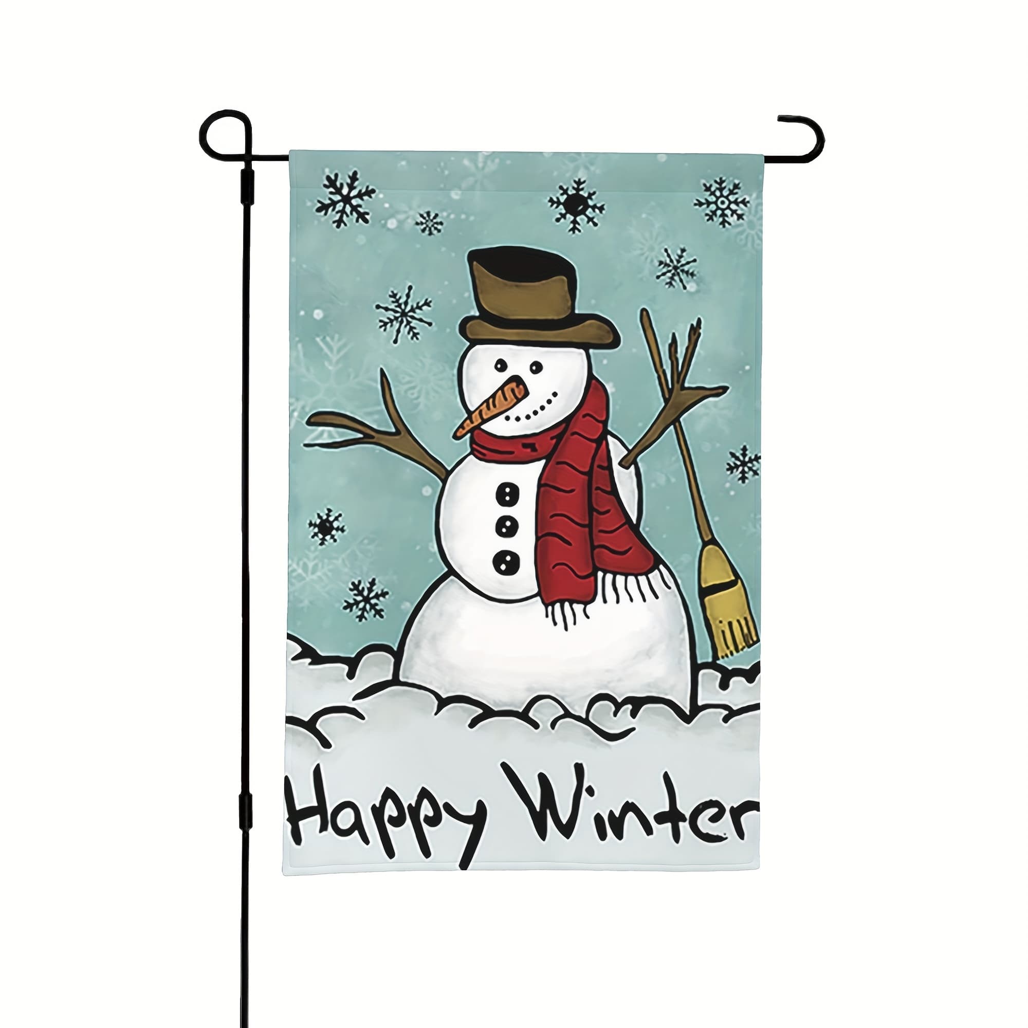 TEMU 1pc, Happy Snowman Primitive Winter Yard Flag, Decorative House Flag, Home Decoration, Courtyard Decoration, Garden Decoration, Holiday Decoration, No Flagpole 12×18 Inches