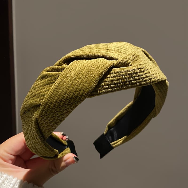 TEMU 1pc Fabric Wide Edge Woven Solid Color Women's Hair Hoop,headband, French Casual Hair Accessory, Holiday Gift
