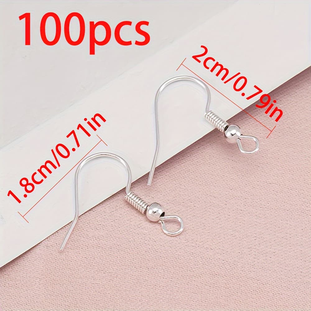 TEMU 100 Metal Earring Hooks, Earrings, Studs, With Rings For Hanging Pendants, Earring Hooks, Hypoallergenic Jewelry Additions
