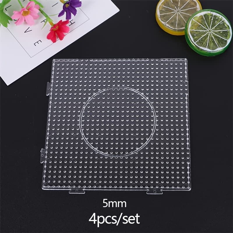 TEMU 4pcs 2.6mm/5mm Fuse Beads Transparent Pegboards Ironing Beads Boards Material Template Melting Beads Pegboard