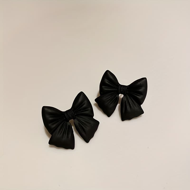 TEMU 1 Pair Easy Retro Elegant Black Bow Stud Earrings Multi-occasion Versatile