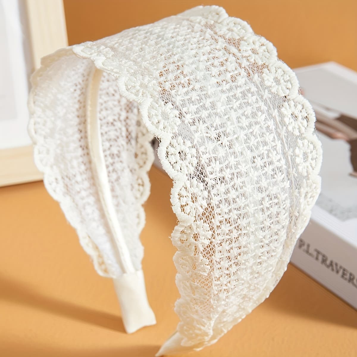 TEMU 1pc Lace Embroidered Floral Headband