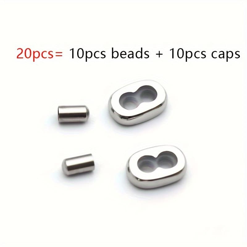 TEMU 20pcs Stainless Steel Double Hole Adjustable Bead End Caps With Non-slip Silicone Rings - Making Spacer Beads