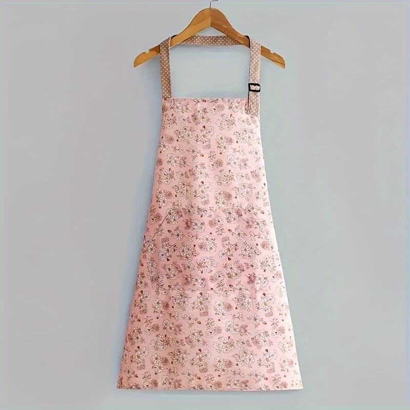 TEMU 1pc Floral Apron With Pockets - 100% Lining, Adjustable Straps, Ideal For Kitchen, Cooking, Baking, Gardening - Valentine&;s Day Gift, Durable Fabric