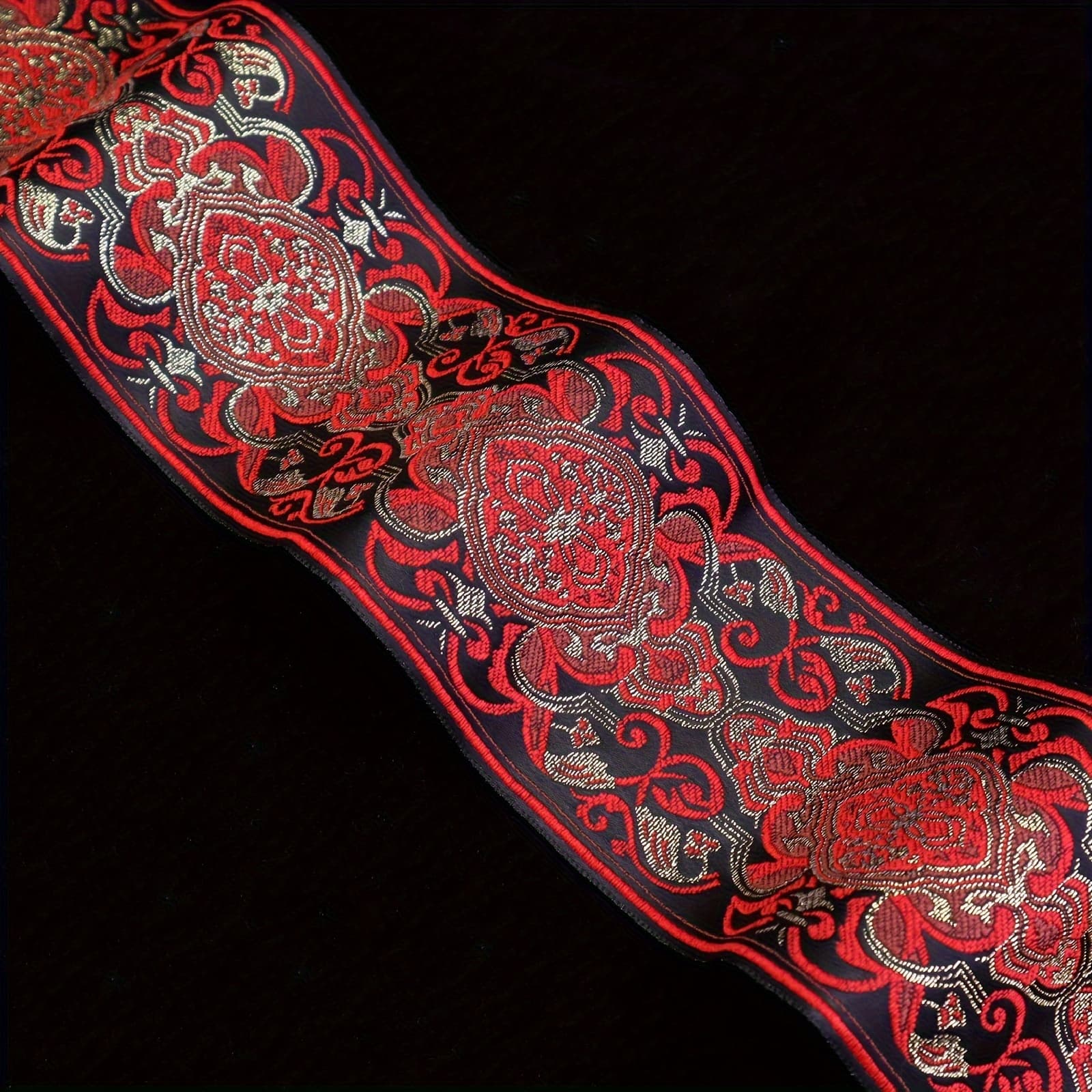 TEMU 1 Yard Of Vintage Jacquard Ribbon With Embroidered Lace Suitable For Sewing, Crafting, Curtain Additions, Tablecloth Decoration, And Clothing Embellishments