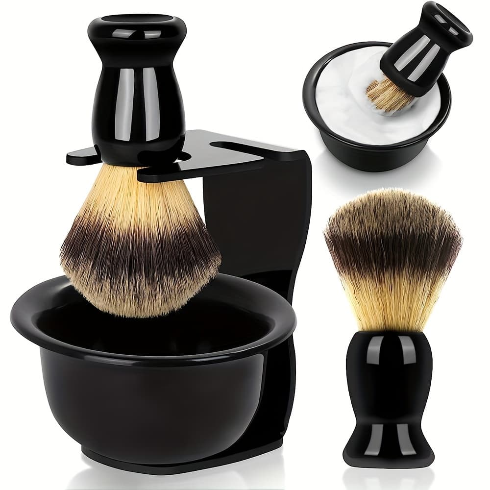 TEMU Men's Shaving Brush And Bowl Set, 3-in-1 Shaving Brush Set For Men With Shave Brush Bowl Acrylic Stand With Razor Slot, Perfect Father's Day Men's Gift Set For Wet Shaving Experience
